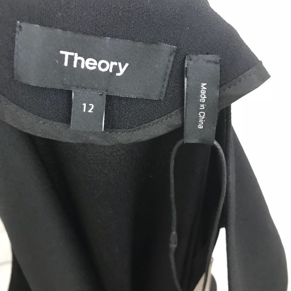 Theory Shift Sliky Trim Flare Black Dress - Picture 7 of 7